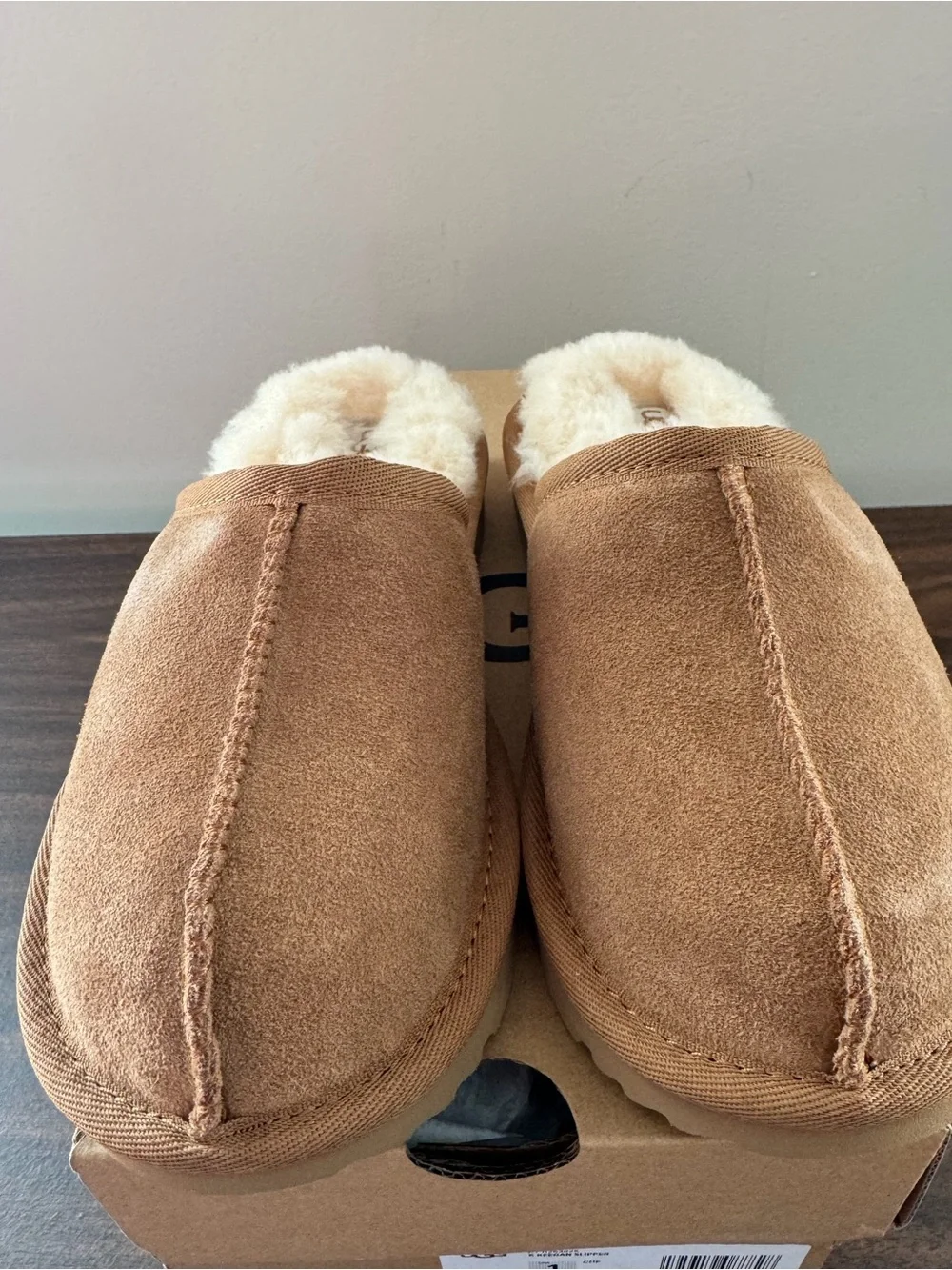 UGG Keegan Chestnut Shearling Slide Slippers Kids 13M Suede Leather NWT Cozy